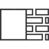 Rendering Icon to depict a wall, half rendered and half with exposed brickwork